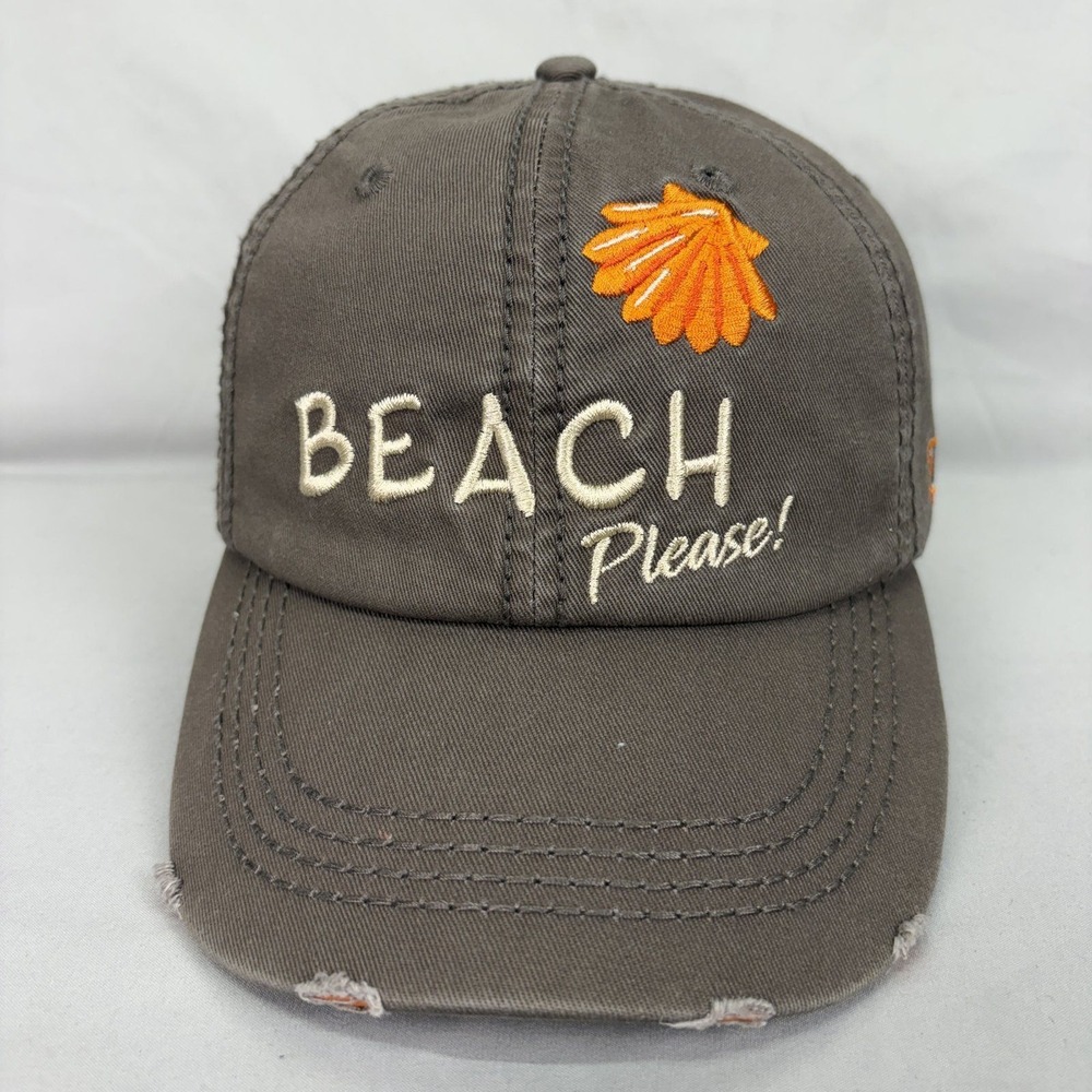 Wild Wear Beach Please Baseball Hat Unisex OSFM Gray Distressed Shell